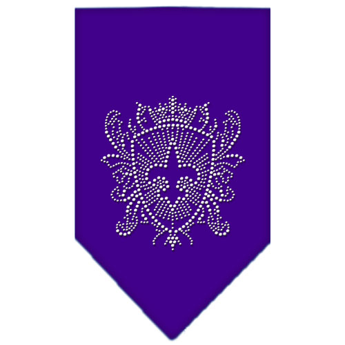 Fleur De Lis Shield Rhinestone Bandana Purple Large